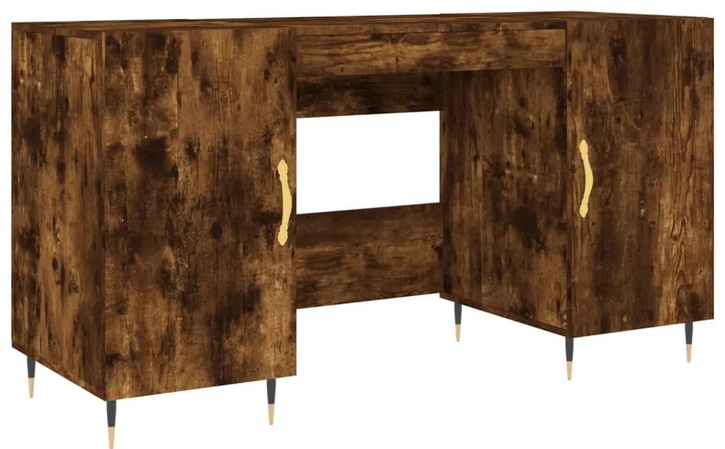 vidaXL Birou, stejar afumat, 140x50x75 cm, lemn compozit