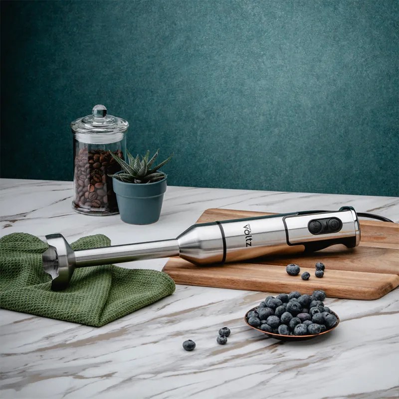 Resigilat: Blender manual Oliver Voltz OV51112JP, 1500W, 2 viteze, Atasament pentru cartofi, Lama din otel inoxidabil, Inox