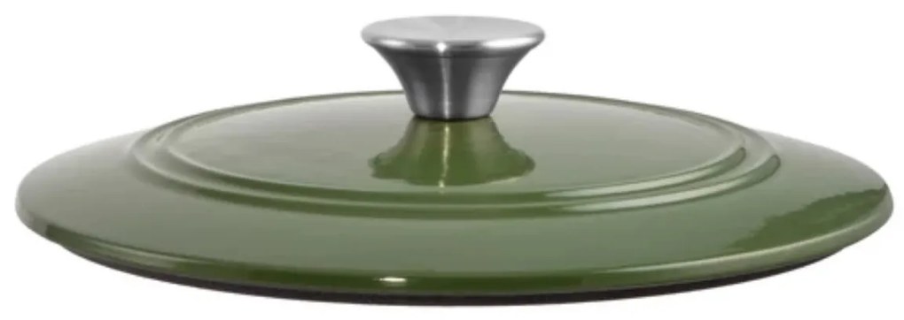 Oală din fontă emailată cu capac 25x11 cm, 3.5L – Perfect Home 11862, verde, cu interior antiaderent, perfectă pentru gătit lent și uniform