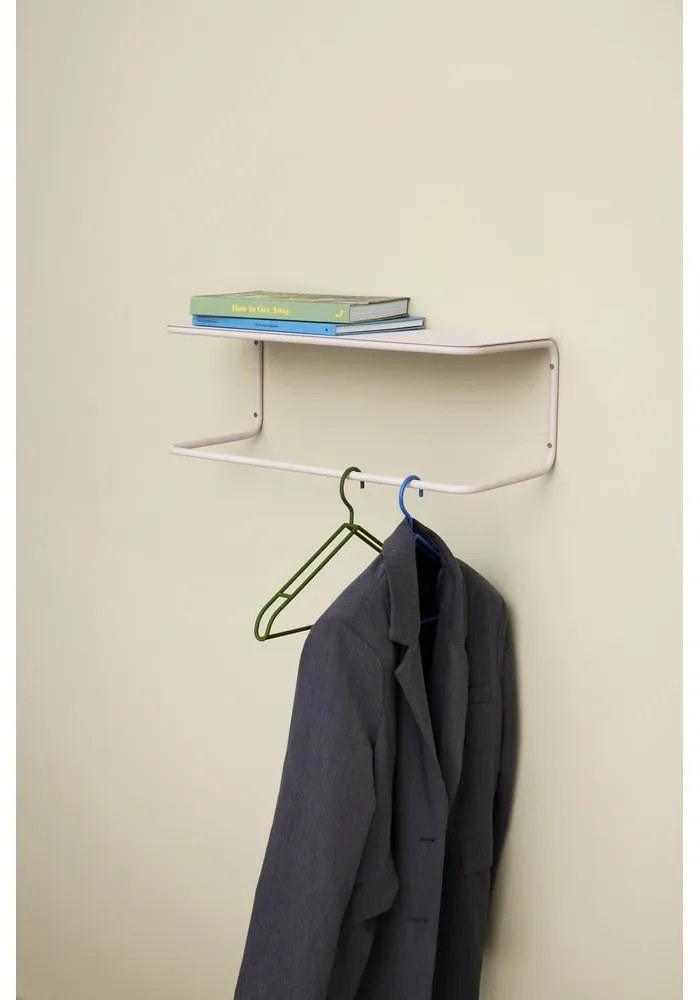 Cuier de perete alb cu raft din metal Welcome – Hübsch
