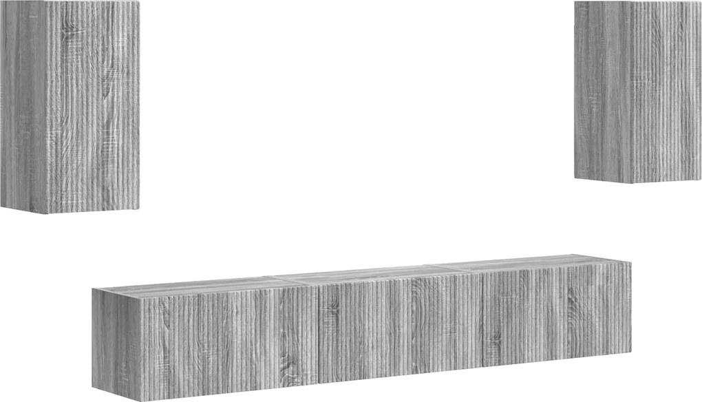 vidaXL Set comodă TV Pe perete 5 pcs Gri Sonoma Lemn compozit