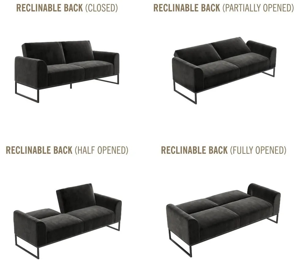 Canapea extensibilă neagră 217 cm Adley - CosmoLiving by Cosmopolitan