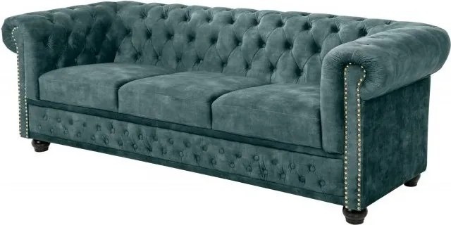 Canapea clasica stil englezesc Chesterfield 3 locuri, petrol