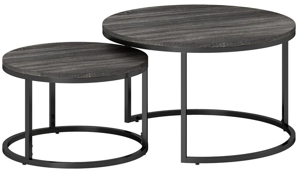 HOMCOM Set de 2 mese laterale pliabile design industrial, blat imitație ciment, picioare metalice negre | Aosom Romania