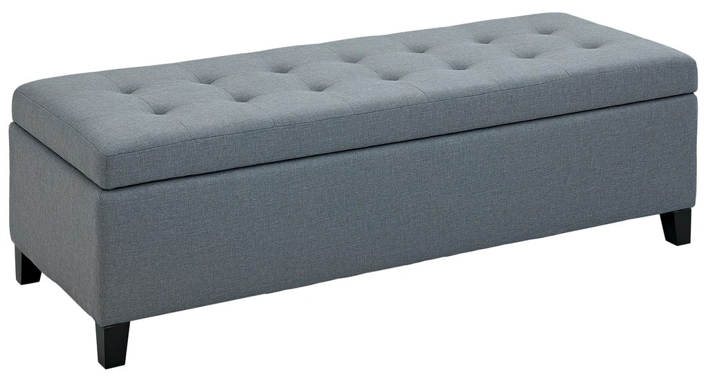 HOMCOM Bancă cu Stocare, Otomană, Bancă de Hol, Împăturire cu Nasturi, 125,1 cm x 48,9 cm x 41,3 cm, Gri | Aosom Romania