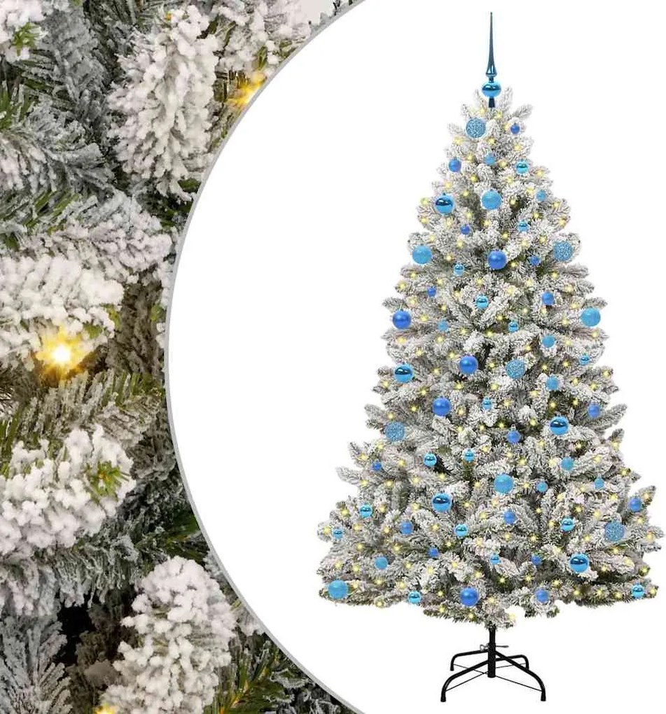 vidaXL Brad de Crăciun artificial Verde și alb 180 cm PVC și Metal