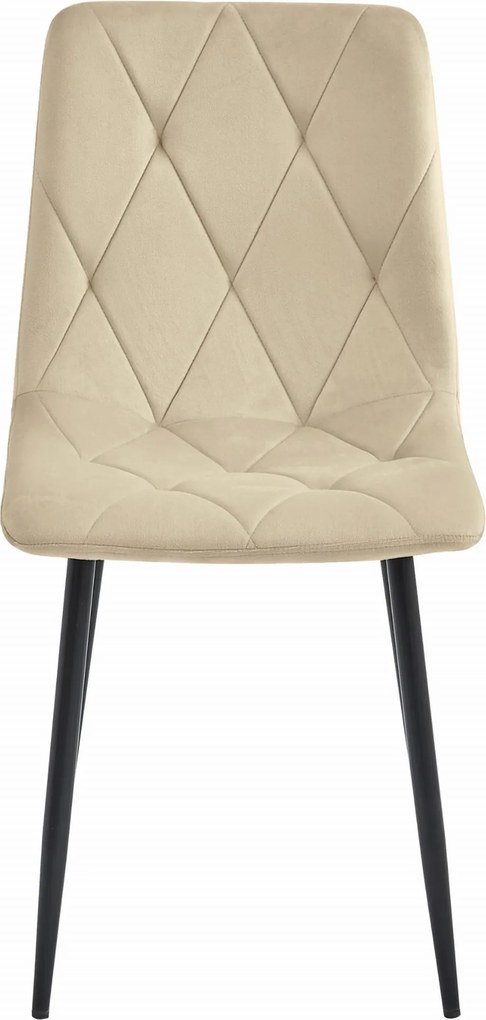 OFERTA Scaun de dining din catifea bej deschis LIBRA cu picioare negre II. calitate