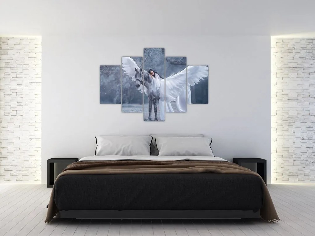 Tablou - Fata și unicorn (150x105 cm)