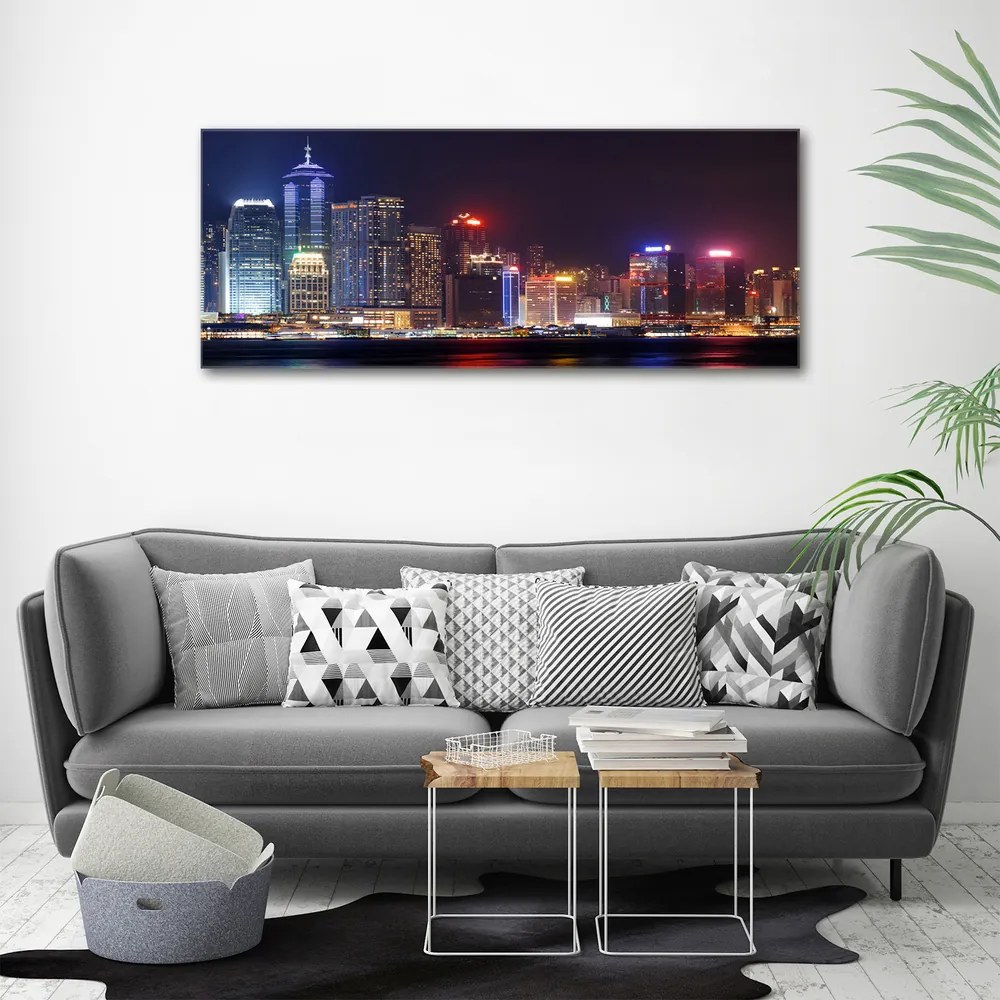 Print pe canvas Hong kong pe timp de noapte