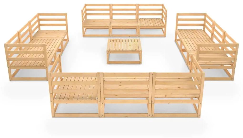 Set mobilier de gradina, 13 piese, lemn masiv de pin Maro, 1, nu