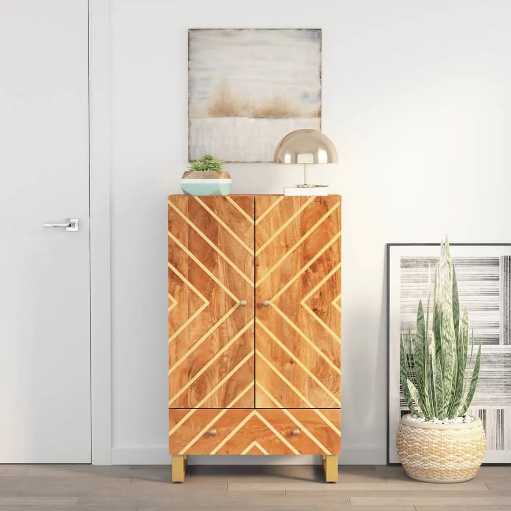 vidaXL Dulap înalt, maro și negru, 60x33,5x100 cm, lemn masiv de mango