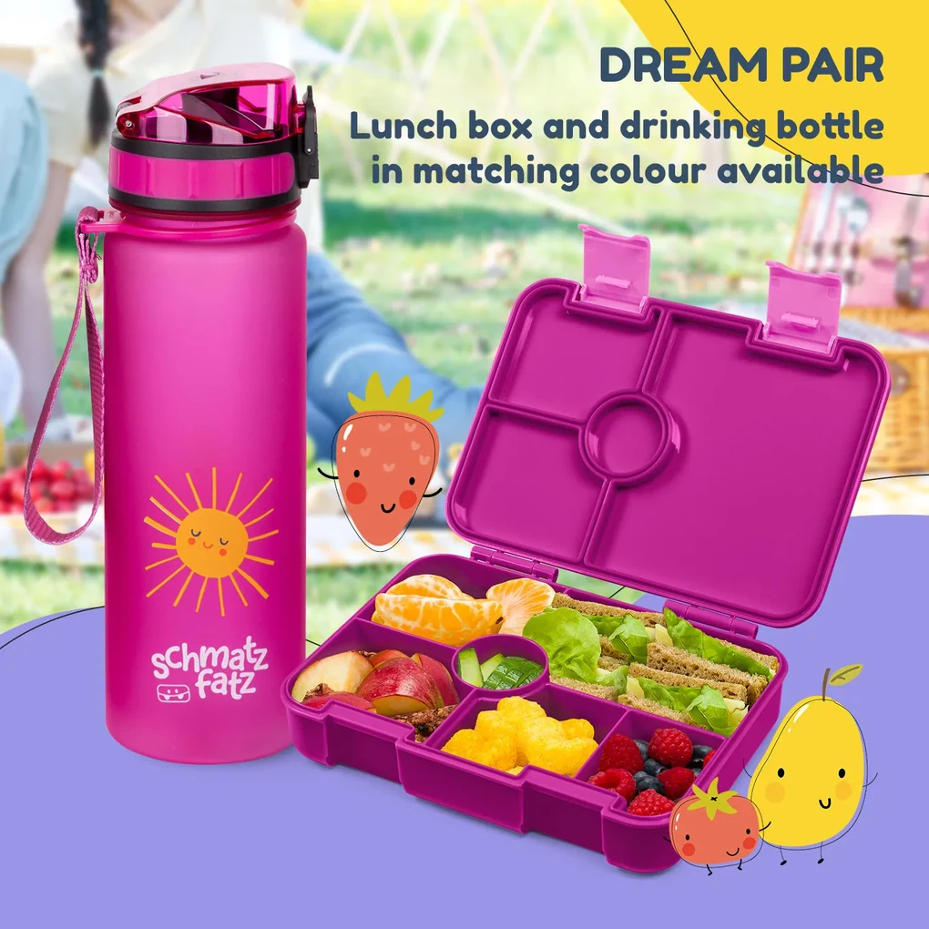 schmatzfatz by Lite, caserolă pentru gustări, 6 compartimente, 20,8 × 4,5 × 15 cm (L x Î x l), fără BPA, Tritan extra ușor