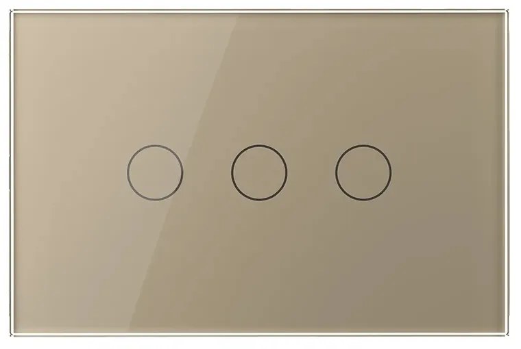 Intrerupator Triplu Cap Scara / Cruce cu Touch LIVOLO din Sticla, Standard Italian – protocol ZigBee EC