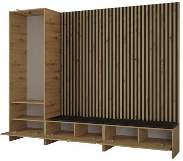 Mobilier hol Esmaldos VI (Stejar artisan + Negru + Bej) . 1104719