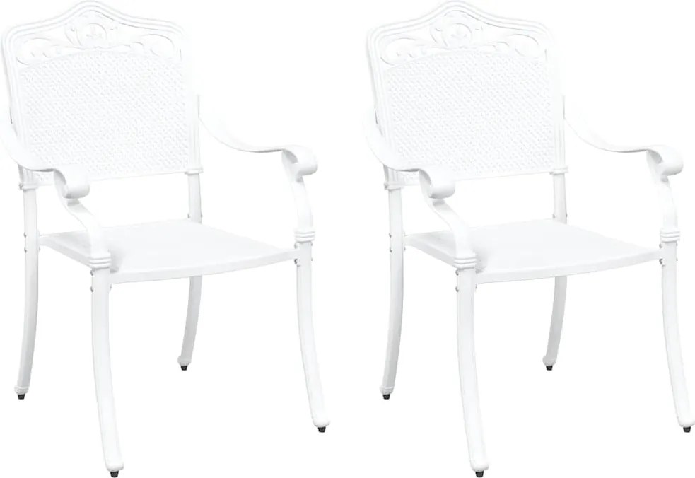 vidaXL Scaun pentru Grădină 2 pcs Alb 55 x 55 x 92,5cm Aluminiu