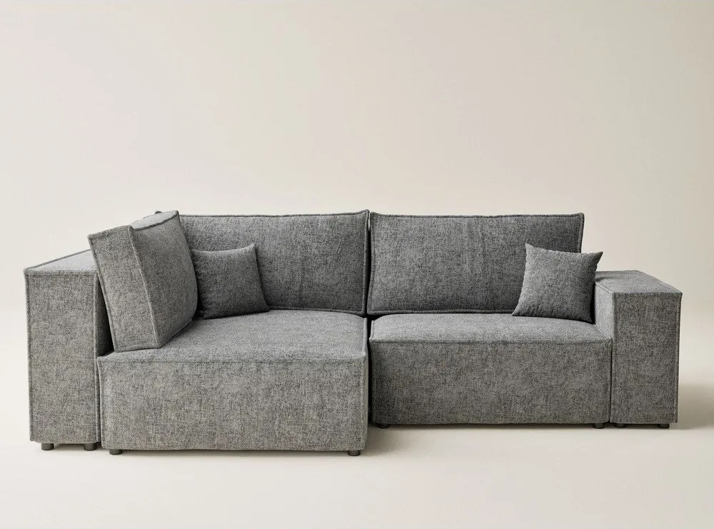 Colțar gri extensibil/cu spațiu de depozitare cu tapițerie din chenille (cu colț pe partea stângă/în formă de ”L”) Tonga – Maison de Rêve