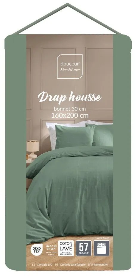 Cearceaf verde 160x200 cm Linella – douceur d'intérieur