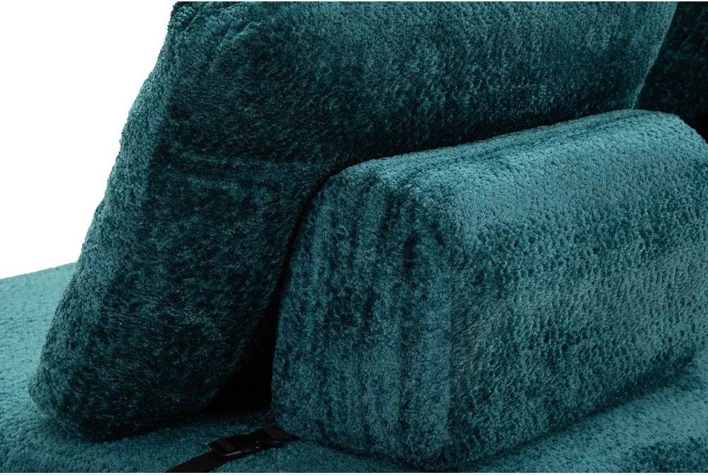 Canapea albastru-verde extensibilă cu tapițerie din țesătură bouclé 150 cm Faster – Mauro Ferretti