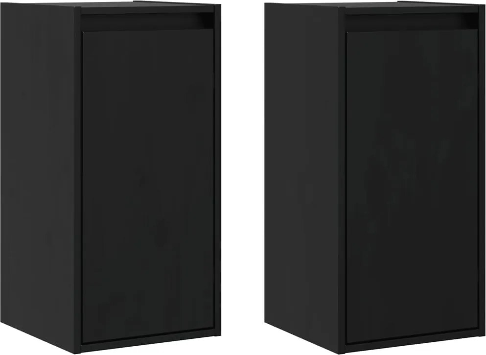vidaXL Dulapuri de perete, 2 buc., negru, 30x30x60 cm, lemn masiv pin