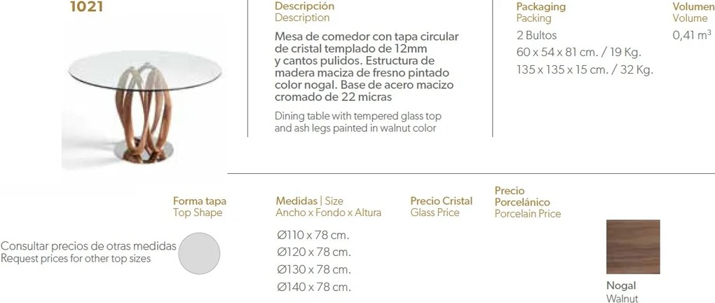 Masa dining design deosebit Ben, 120cm AC 1021