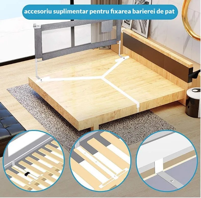 Sistem ancorare suplimentara pentru bariera protectie pat copii Kidizi