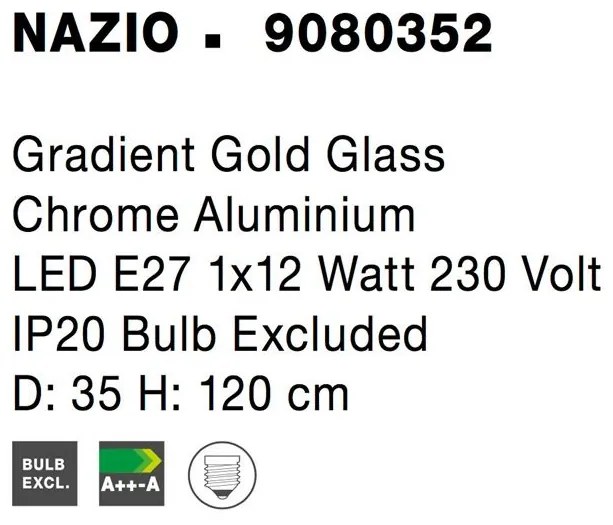 Pendul design modern NAZIO, 35cm, auriu NVL-9080352