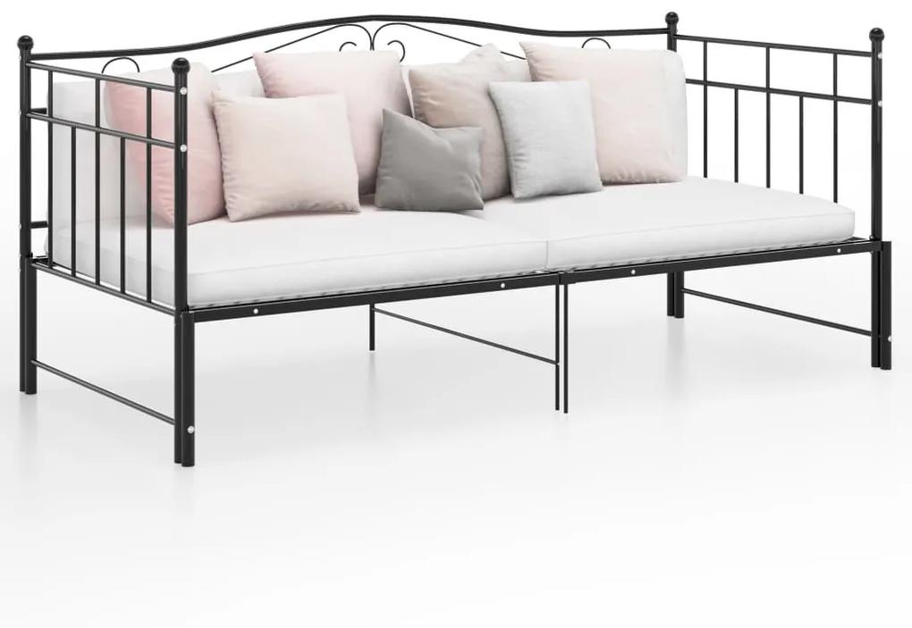 324782 vidaXL Cadru pat canapea extensibilă, negru, 90x200 cm, metal