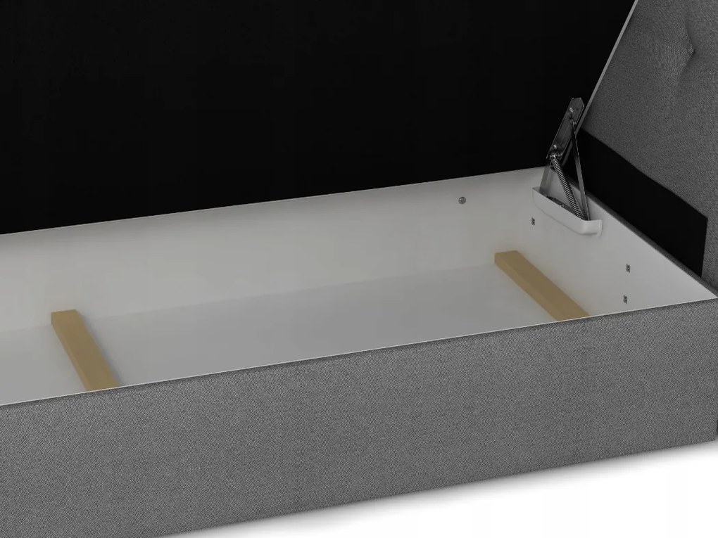 Pat matrimonial Boxspring 140x200 cm Mimosa Comfort șuvițat Negru + Negru) (cu somieră și saltea). 1056229