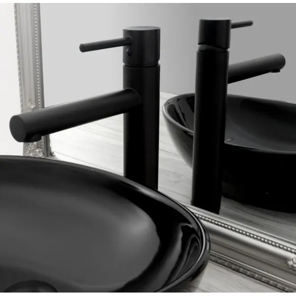 Baterie pentru lavoar TESS, 31,5 cm, neagră - REA-B0229