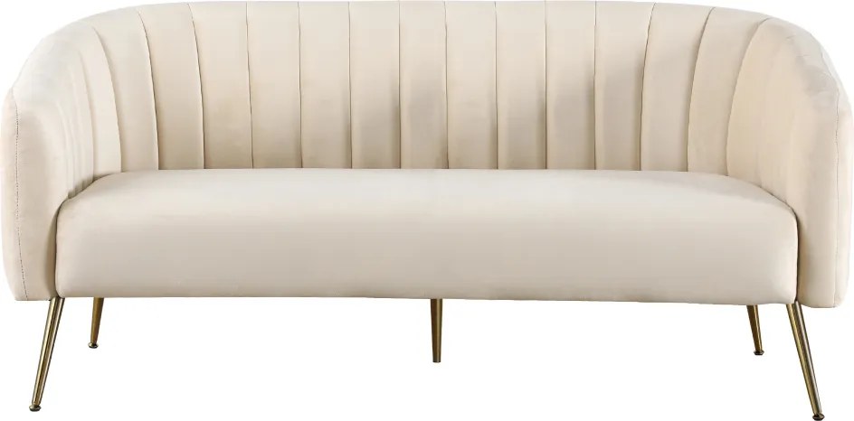 Canapea de design cu 3 locuri, ţesătură Velvet bej/gold crom-auriu, BAGY