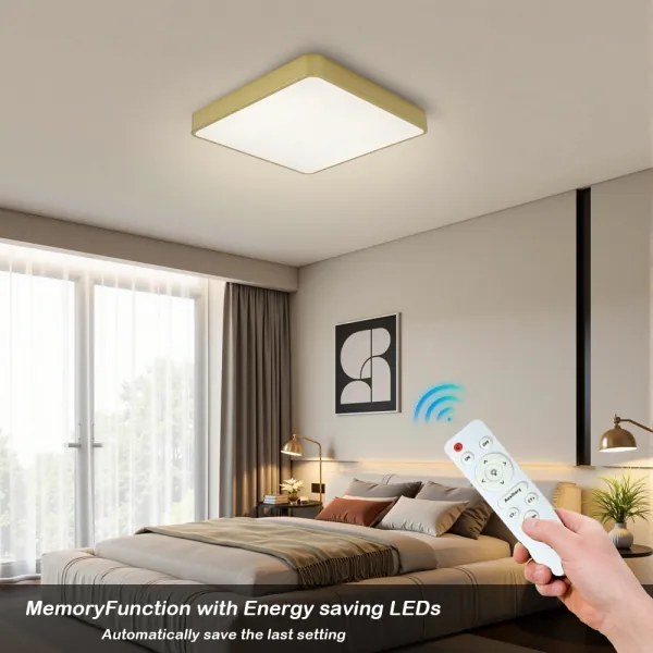 Brilagi-LED Plafonieră LED dimabilă POOL SQUARE 48W/230V 3000-6000K 50x50 cm aurie + telecomandă