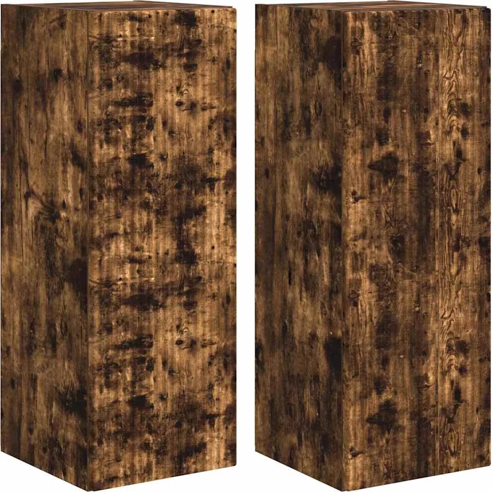 vidaXL Dulap TV de perete 2 pcs Stejar fumuriu 30 x 31 x 80 cm