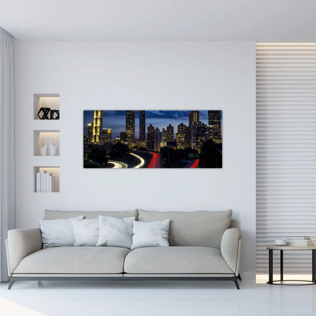 Tablou cu orașul nocturn (120x50 cm)