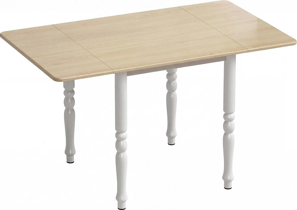 HOMCOM Masă pliabilă pentru 4 până la 6 persoane 74-134 cm, masă de bucătărie cu 2 abătătoare, picioare din oțel, lemn natural | Aosom Romania