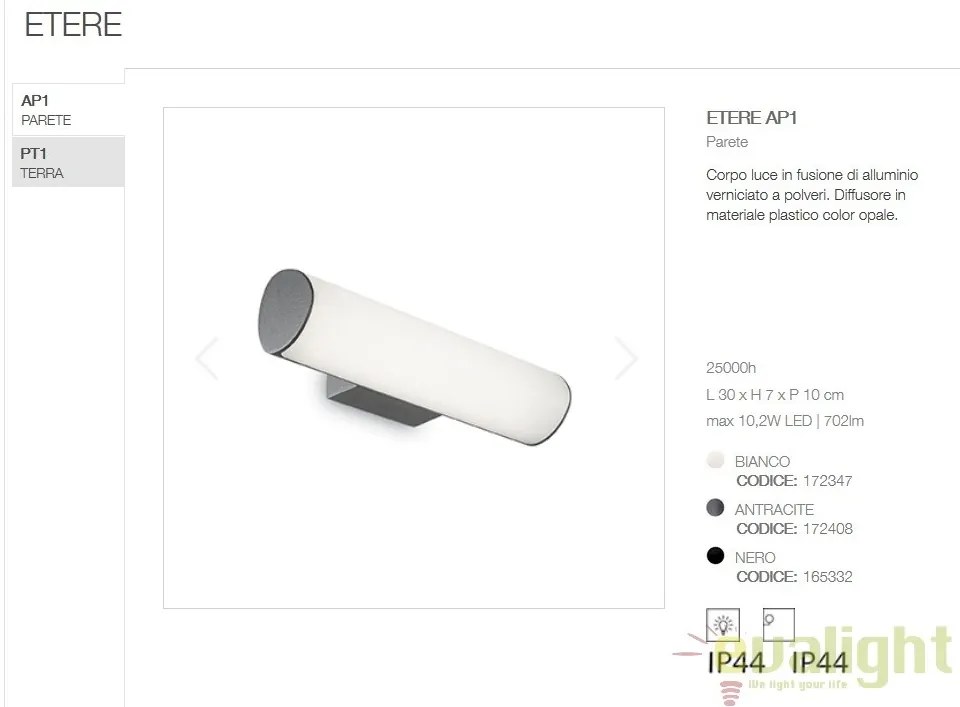 Aplica LED perete exterior design modern ETERE AP ANTRACITE 4000K 172408