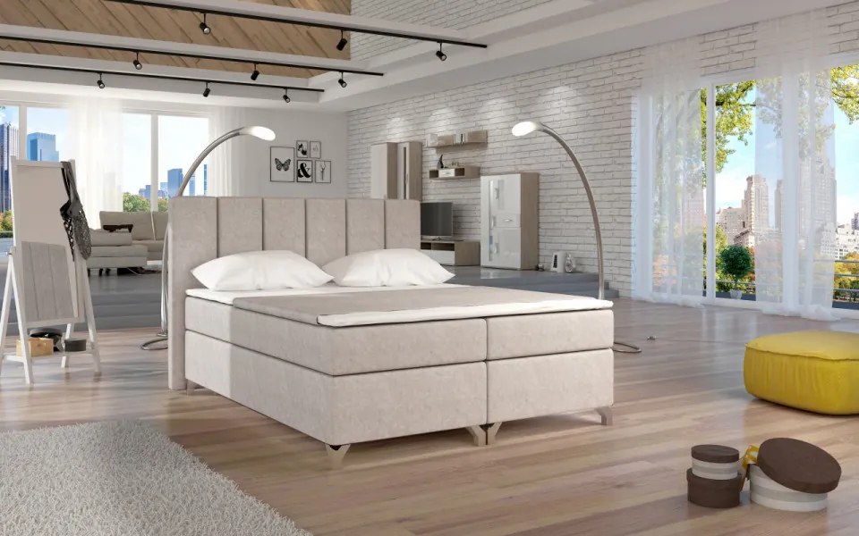 Pat tapitat boxspring, cu spatiu pentru depozitare, 180X200 cm, Basilio 2, Eltap (Culoare: Albastru)