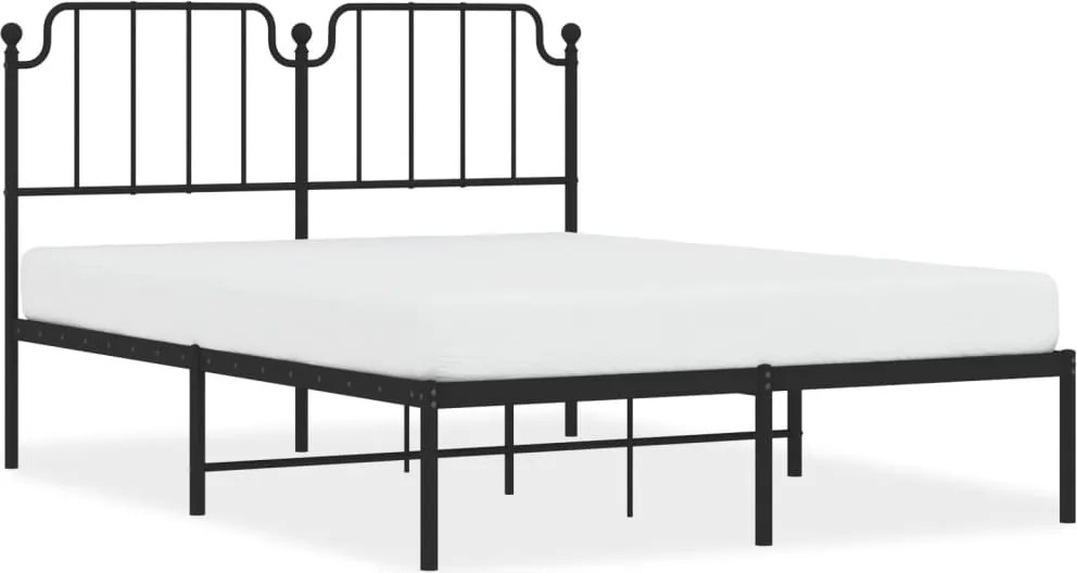 vidaXL Cadru de pat metalic cu tăblie, negru, 140x190 cm