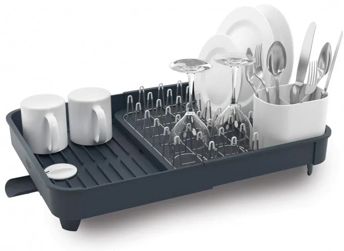 Uscator de vase Joseph Joseph Extend 85040, Orificiu de scurgere, Extensibil, Suport pentru ustensile, Gri