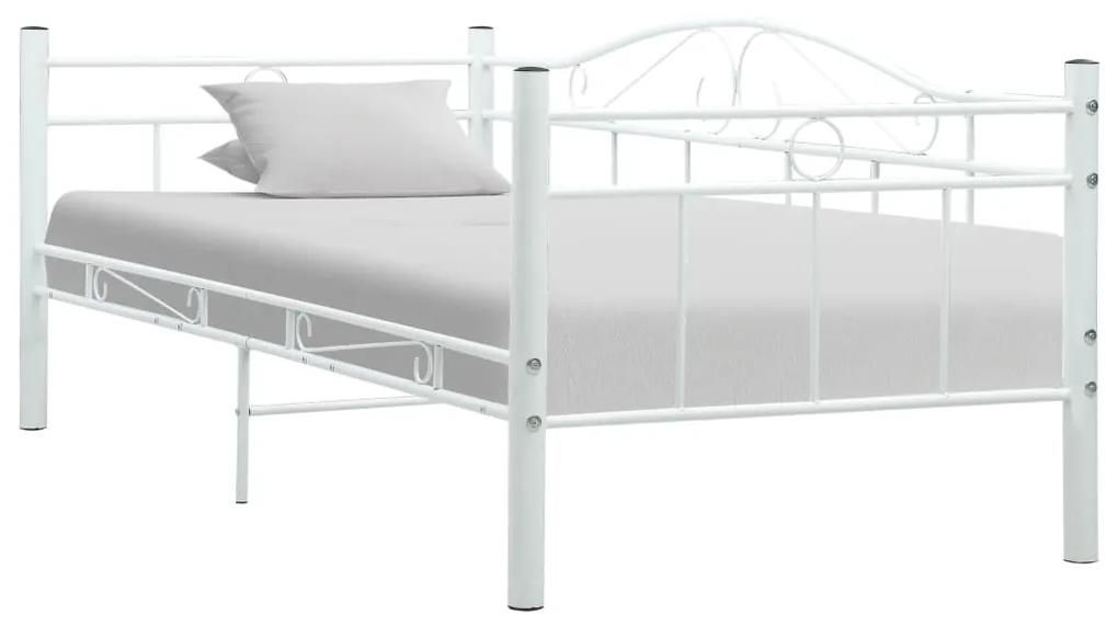 Cadru pat de zi, alb, 90 x 200 cm, metal