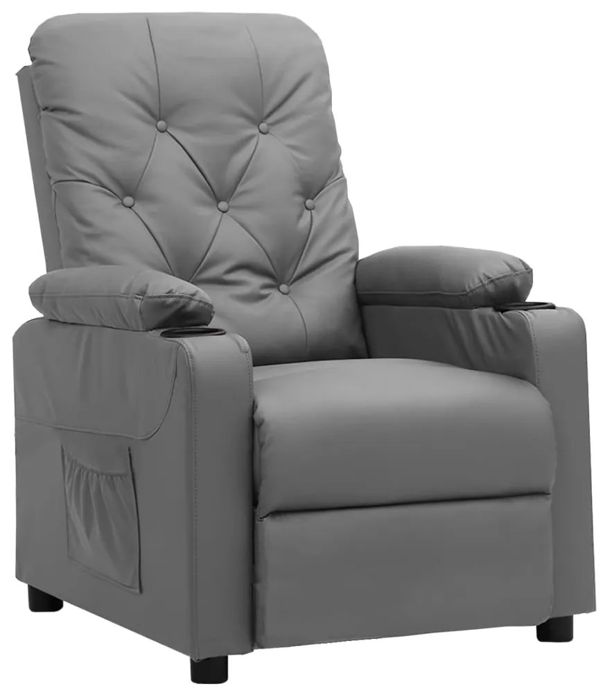 3093501 vidaXL Fotoliu cu ridicare, gri, piele ecologică