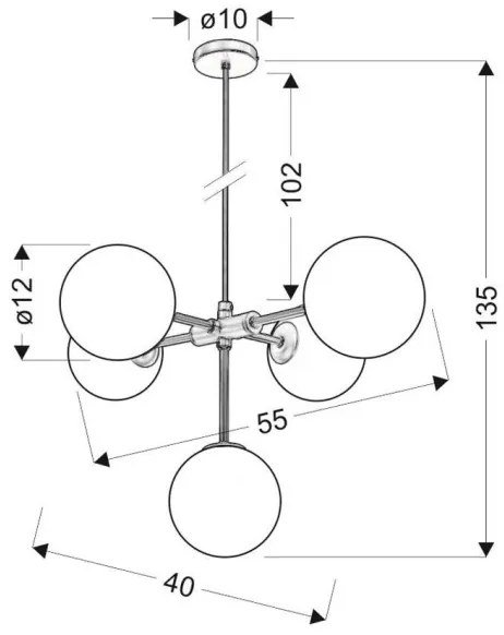 Candelabru pe un șir MATI 5xG9 /28W/230V