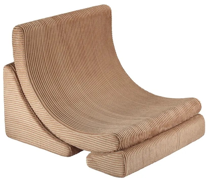 Fotoliu de copii maro cu tapițerie din catifea reiată Moon – Wigiwama