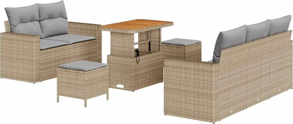 vidaXL Set de canapele pentru grădină cu pernă 8 pcs Bej poliratan