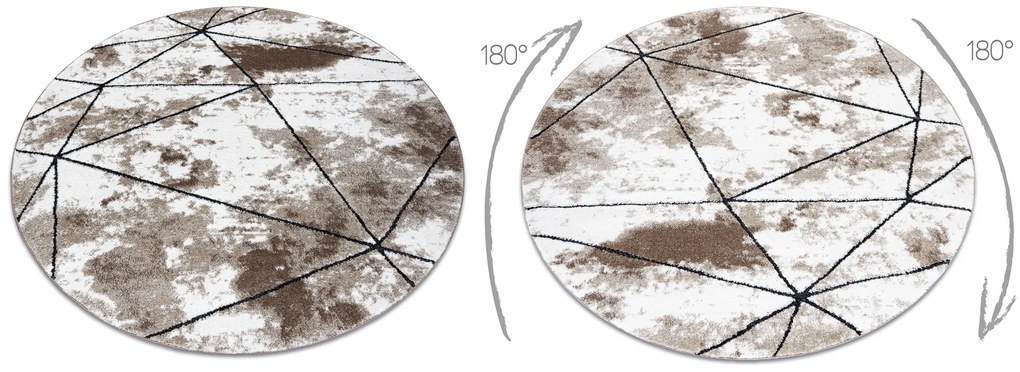 Covor modern COZY 8872 Cerc Polygons, geometric, triunghiurile - structural două niveluri de lână maro