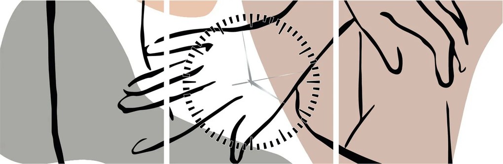 Tablou - Femeie corp linie de artă N⁰2 (cu ceas) (90x30 cm)