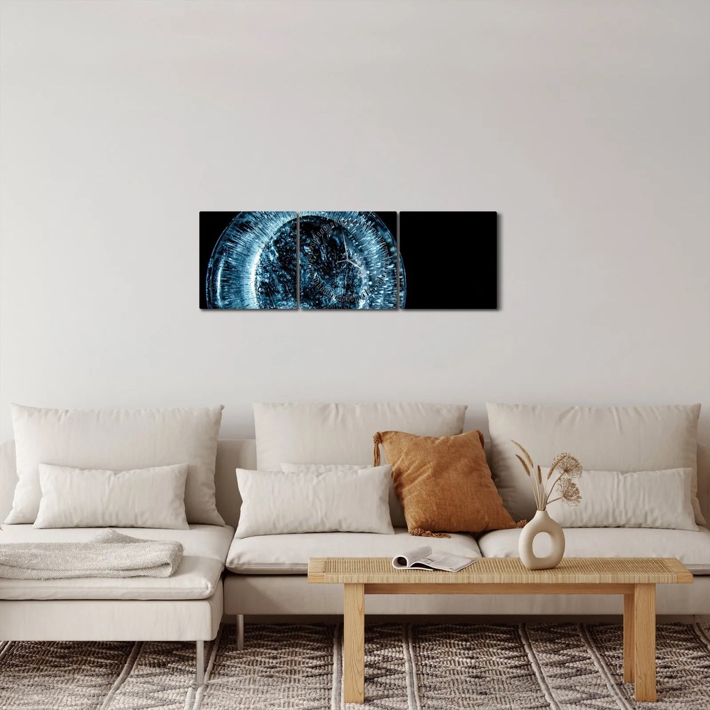 Tablou cu picături de gheață (cu ceas) (90x30 cm)