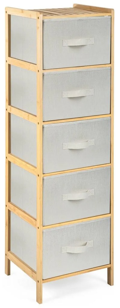 Raftier din bambus cu coșuri G21, 5 etajere, bej, 5 etaje