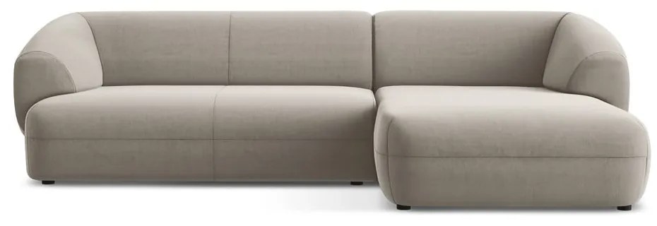 Colțar bej cu tapițerie din catifea (cu colț pe partea dreaptă) Moana – Makamii