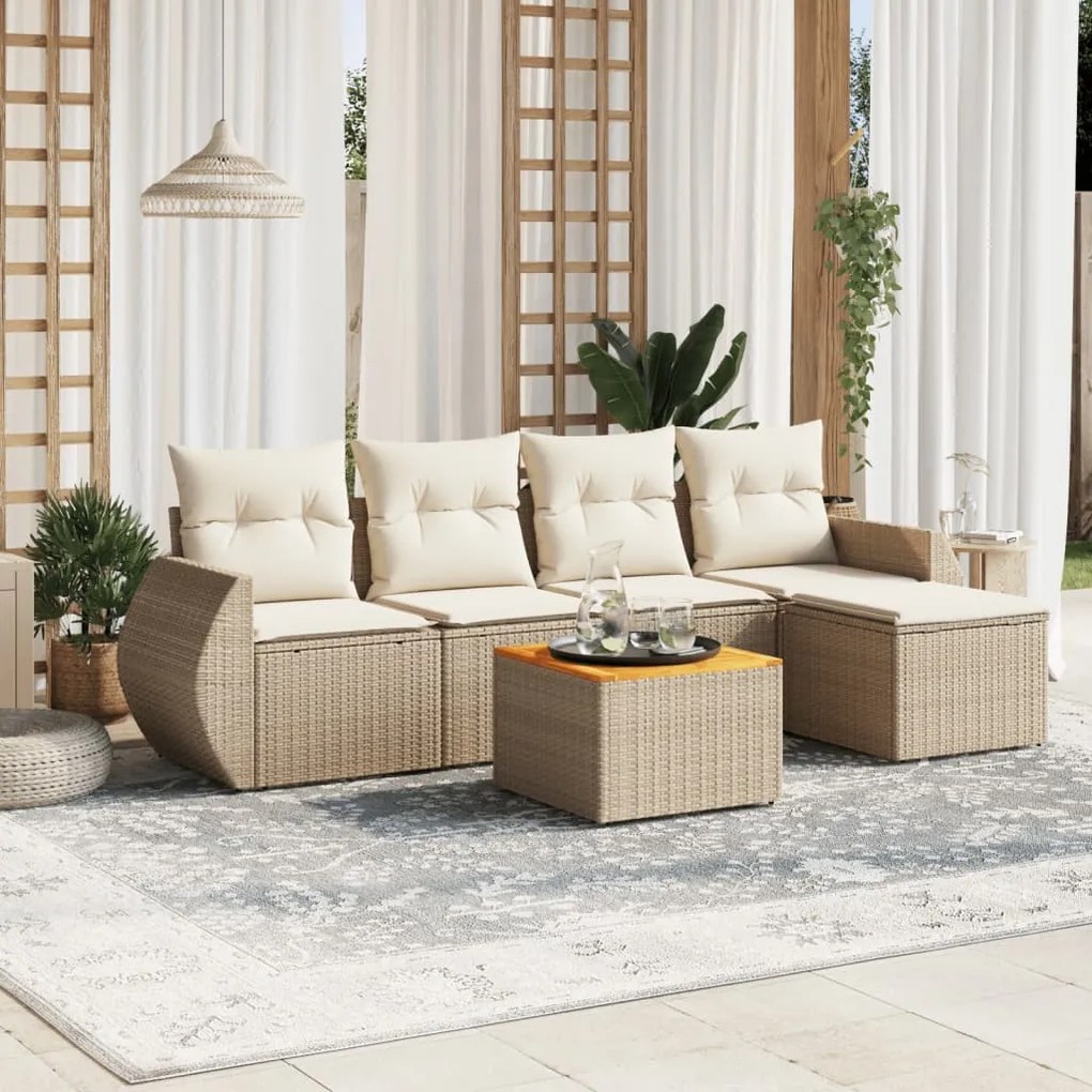 vidaXL Set canapele de grădină cu perne, 6 piese, bej, poliratan