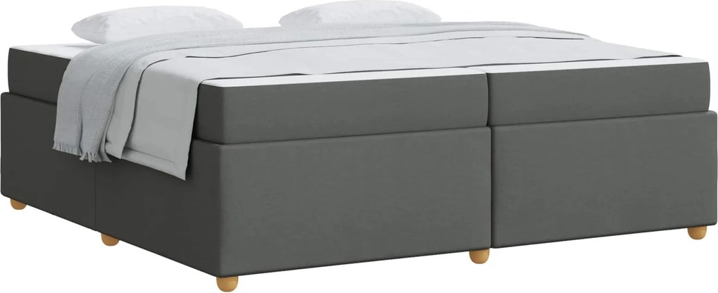 vidaXL Cadru de pat cu saltea Gri închis 200 x 200 cm țesătură